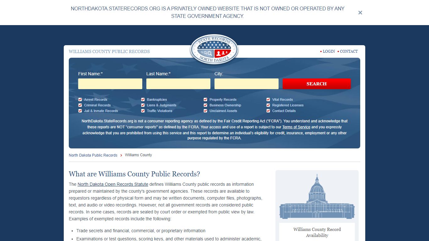 Williams County Arrest, Court, and Public Records | StateRecords.org