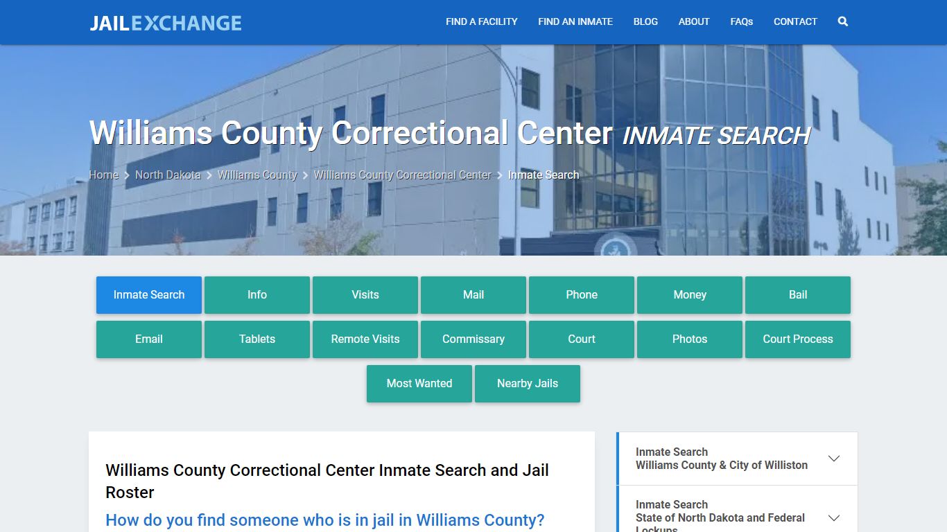 Williams County Correctional Center Inmate Search - Jail Exchange